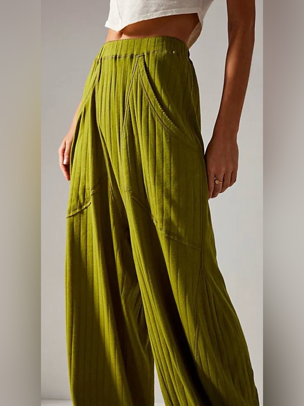 Free People Olive Green Relaxed Lounging Boho Harem Loganlook Pants Small